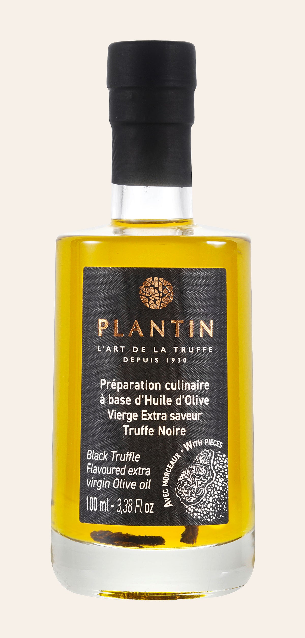 Natives Olivenöl extra – aromatisiert, schwarze Trüffel & Trüffelstückchen